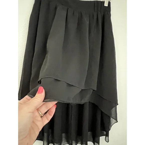 Arthropolgie Staring At Stars Hi-Low Skirt Layered Sheer Chiffon Size S Black - Picture 2 of 8